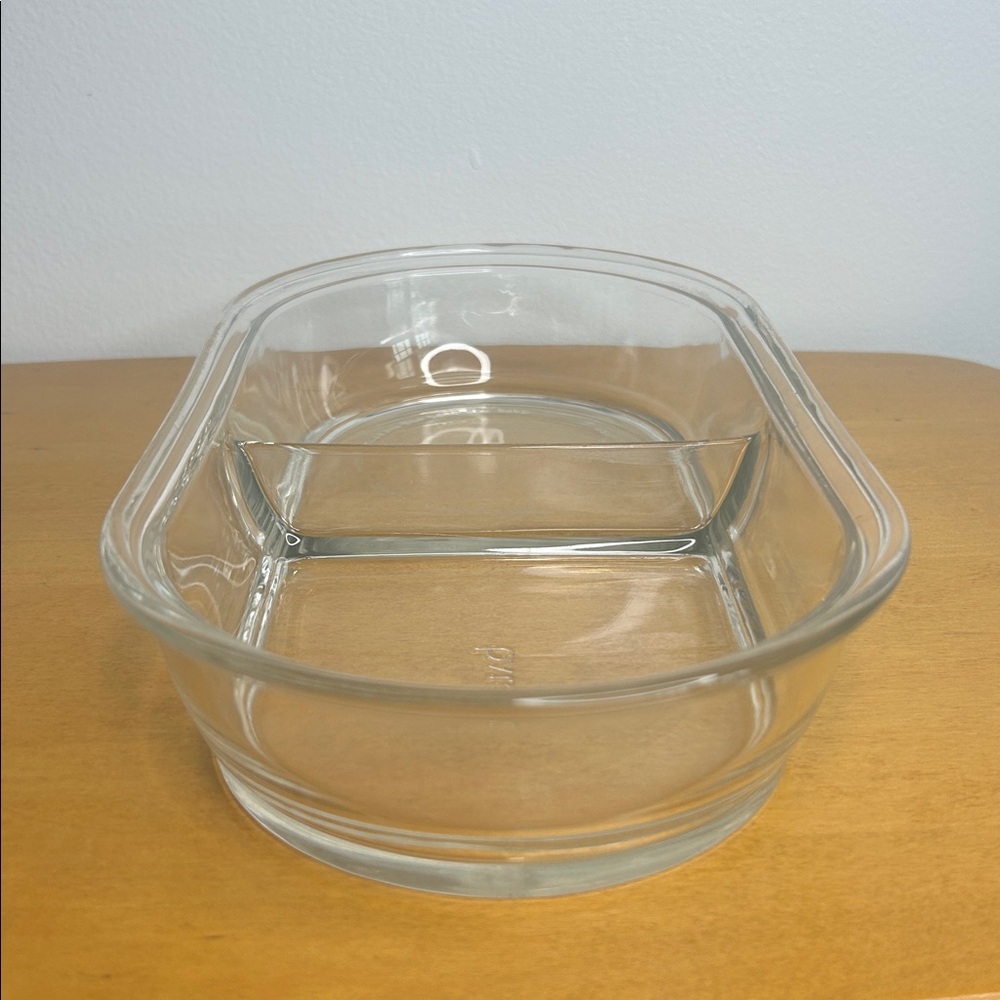 Pyrex 🍔 Clear Oval Glass Dual-Compartment Divided Cooking, Baking, Storage Dish - Picture 7 of 12